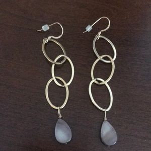 Gold tone and brown abalone earrings